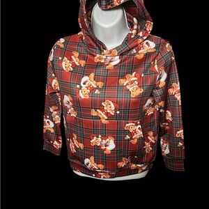 Unisex Teddy Bear Christmas Hoodie – Festive Digital Print Pullover (Size S)